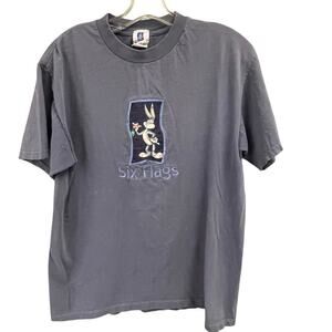 Vintage Six Flags Bugs Bunny Tee Size Medium VTG Shirt Embroidered